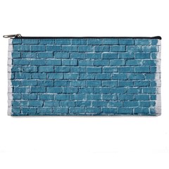 White And Blue Brick Wall Pencil Case by Azkajaya