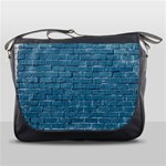 White And Blue Brick Wall Messenger Bag Front