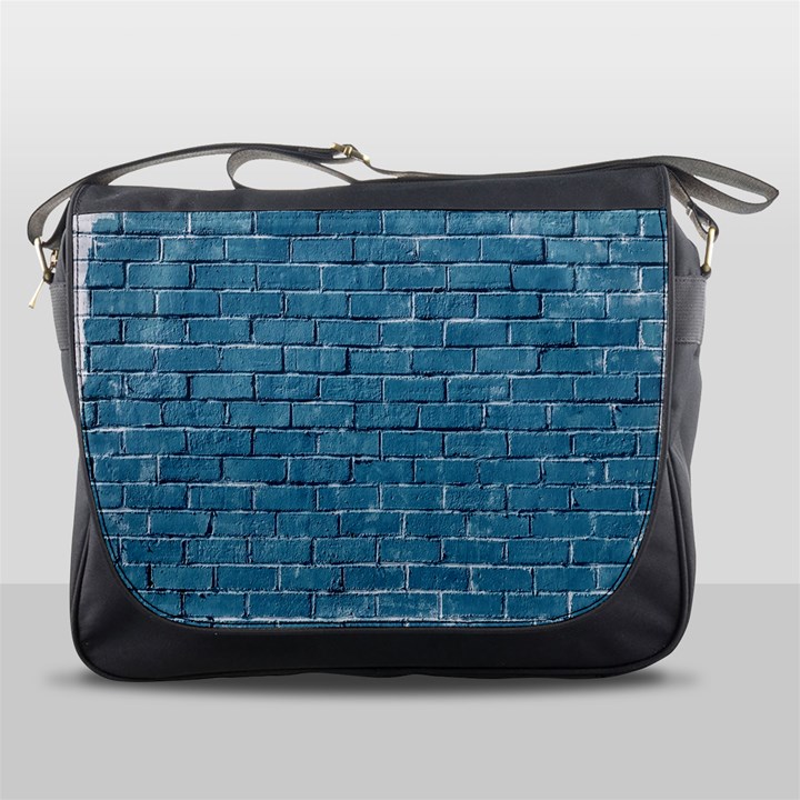 White And Blue Brick Wall Messenger Bag