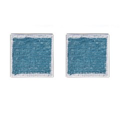 White And Blue Brick Wall Cufflinks (square) by Azkajaya