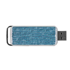 White And Blue Brick Wall Portable Usb Flash (one Side) by Azkajaya