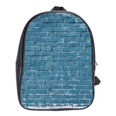 White And Blue Brick Wall School Bag (xl) by Azkajaya