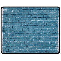 White And Blue Brick Wall Two Sides Fleece Blanket (medium) by Azkajaya