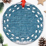 White And Blue Brick Wall Ornament (Round Filigree) Front