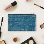 White And Blue Brick Wall Cosmetic Bag (Small) Back