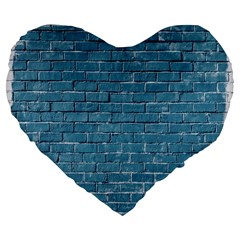 White And Blue Brick Wall Large 19  Premium Flano Heart Shape Cushions by Azkajaya