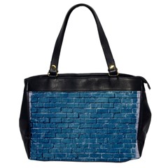 White And Blue Brick Wall Oversize Office Handbag by Azkajaya