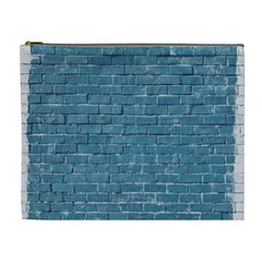 White And Blue Brick Wall Cosmetic Bag (xl) by Azkajaya