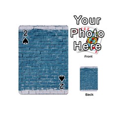 White And Blue Brick Wall Playing Cards 54 Designs (mini) by Azkajaya