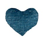 White And Blue Brick Wall Standard 16  Premium Heart Shape Cushions Front