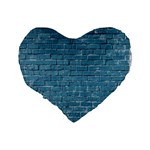 White And Blue Brick Wall Standard 16  Premium Heart Shape Cushions Back