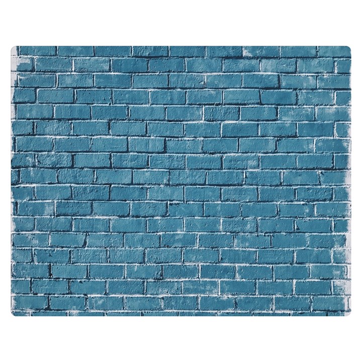 White And Blue Brick Wall Two Sides Premium Plush Fleece Blanket (Teen Size)