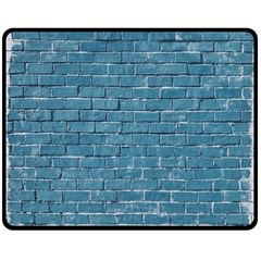 White And Blue Brick Wall Fleece Blanket (medium) by Azkajaya