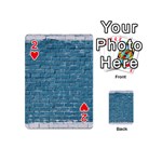 White And Blue Brick Wall Playing Cards 54 Designs (Mini) Front - Heart2