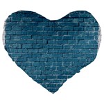 White And Blue Brick Wall Large 19  Premium Flano Heart Shape Cushions Front