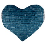 White And Blue Brick Wall Large 19  Premium Flano Heart Shape Cushions Back