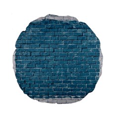 White And Blue Brick Wall Standard 15  Premium Flano Round Cushions by Azkajaya