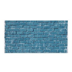 White And Blue Brick Wall Satin Wrap 35  X 70  by Azkajaya