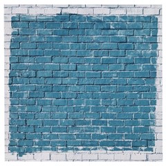 White And Blue Brick Wall Wooden Puzzle Square by Azkajaya