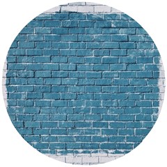 White And Blue Brick Wall Wooden Puzzle Round by Azkajaya