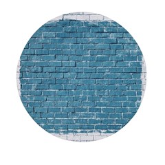 White And Blue Brick Wall Mini Round Pill Box (pack Of 3) by Azkajaya