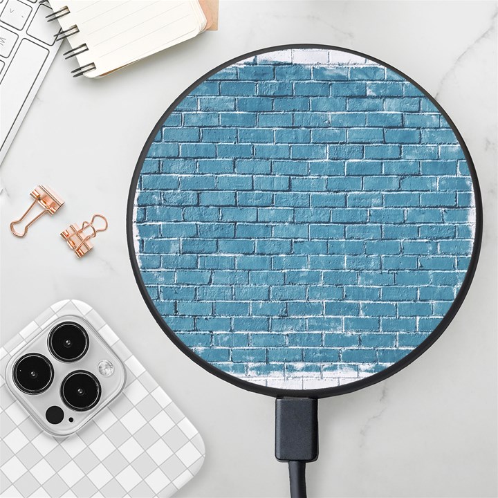 White And Blue Brick Wall Wireless Fast Charger(Black)