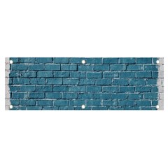 White And Blue Brick Wall Banner And Sign 6  X 2  by Azkajaya