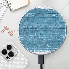 White And Blue Brick Wall Wireless Fast Charger(white) by Azkajaya