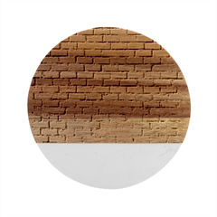 White And Blue Brick Wall Marble Wood Coaster (round)