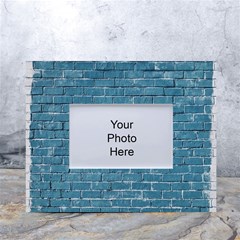 White And Blue Brick Wall White Tabletop Photo Frame 4 x6  by Azkajaya