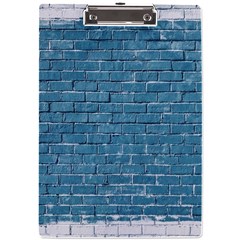 White And Blue Brick Wall A4 Acrylic Clipboard by Azkajaya