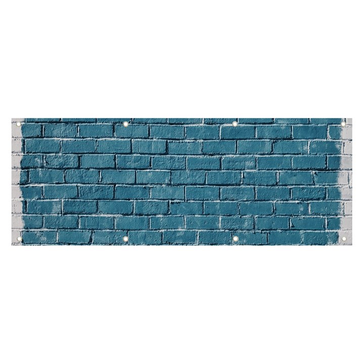 White And Blue Brick Wall Banner and Sign 8  x 3 