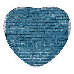 White And Blue Brick Wall Heart Glass Fridge Magnet (4 Pack) by Azkajaya