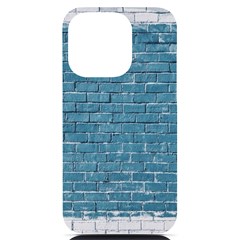 White And Blue Brick Wall Iphone 14 Pro Black Uv Print Case by Azkajaya