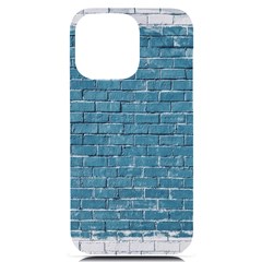 White And Blue Brick Wall Iphone 14 Pro Max Black Uv Print Case by Azkajaya