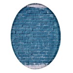 White And Blue Brick Wall Oval Glass Fridge Magnet (4 pack) Front