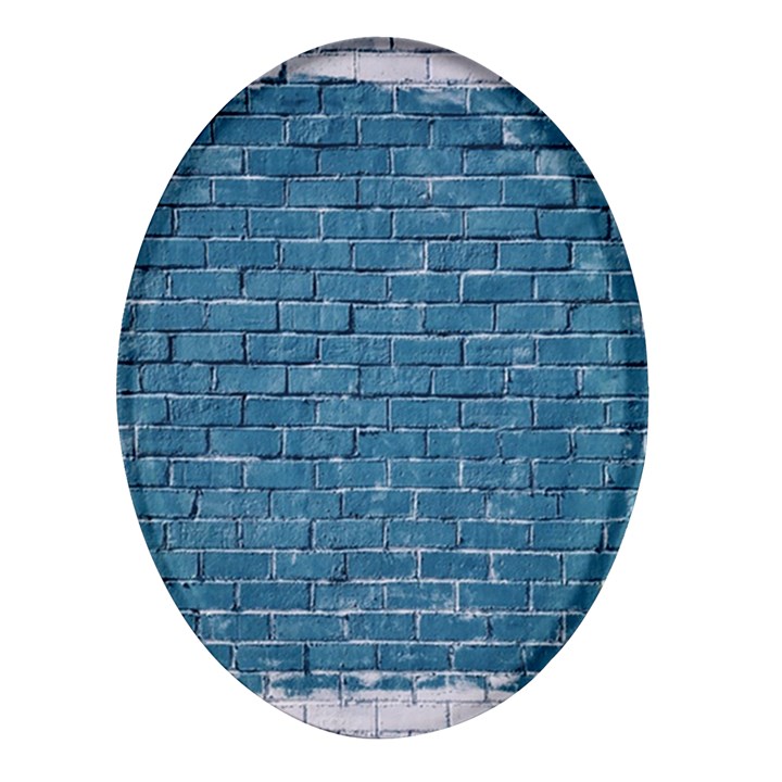 White And Blue Brick Wall Oval Glass Fridge Magnet (4 pack)