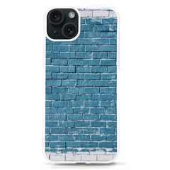 White And Blue Brick Wall Iphone 15 Tpu Uv Print Case by Azkajaya