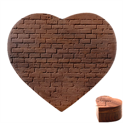 White And Blue Brick Wall Heart Wood Jewelry Box by Azkajaya