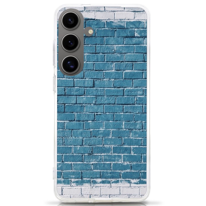 White And Blue Brick Wall Samsung Galaxy S24 Ultra 6.9 Inch TPU UV Case