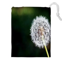 White Flower Drawstring Pouch (4xl) by Azkajaya