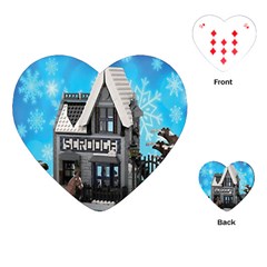 Winter Village Snow Brick Buildings Playing Cards Single Design (heart)