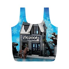 Winter Village Snow Brick Buildings Full Print Recycle Bag (m) by Azkajaya