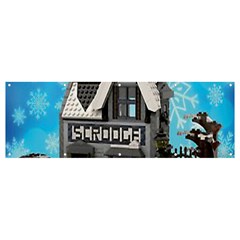 Winter Village Snow Brick Buildings Banner And Sign 12  X 4 