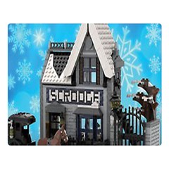 Winter Village Snow Brick Buildings Premium Plush Fleece Blanket (large) by Azkajaya