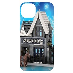 Winter Village Snow Brick Buildings Iphone 14 Plus Black Uv Print Case by Azkajaya