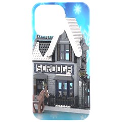 Winter Village Snow Brick Buildings Iphone 15 Pro Max Black Uv Print Pc Hardshell Case by Azkajaya