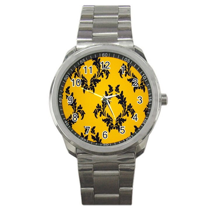 Yellow Regal Filagree Pattern Sport Metal Watch