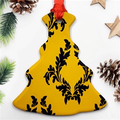 Yellow Regal Filagree Pattern Christmas Tree Ornament (two Sides)