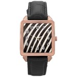 Yellow Regal Filagree Pattern Rose Gold Leather Watch  Front